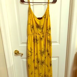 1X Yellow & Black Floral Maxi Dress
